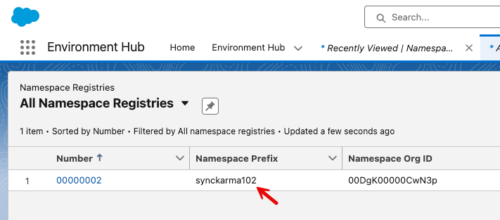 a registered namespace