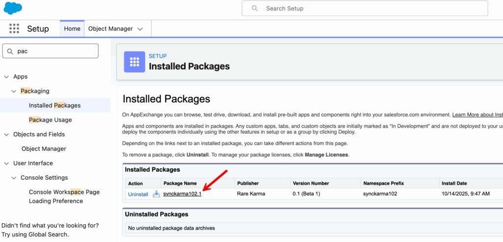 package is installed