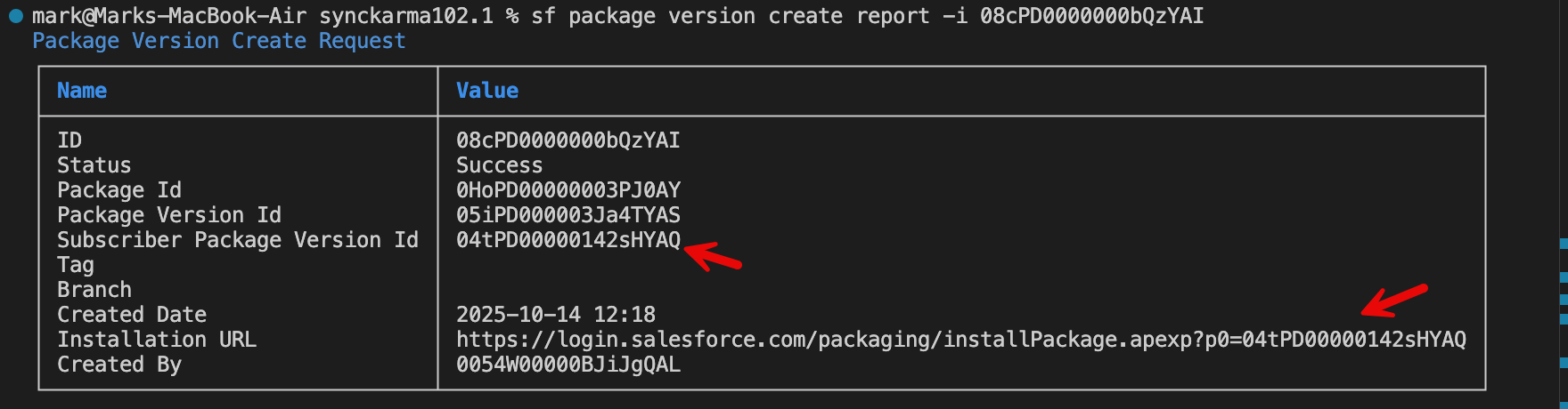 package version completed