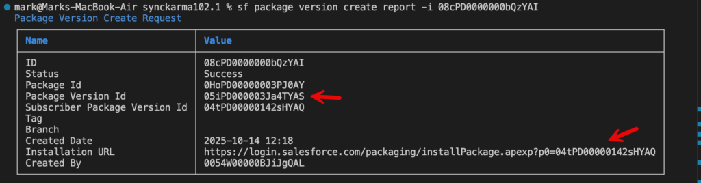package version completed