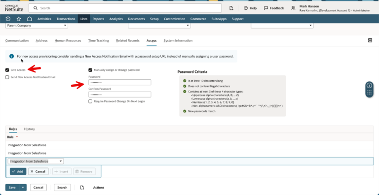 give access password